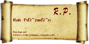 Rab Pázmán névjegykártya